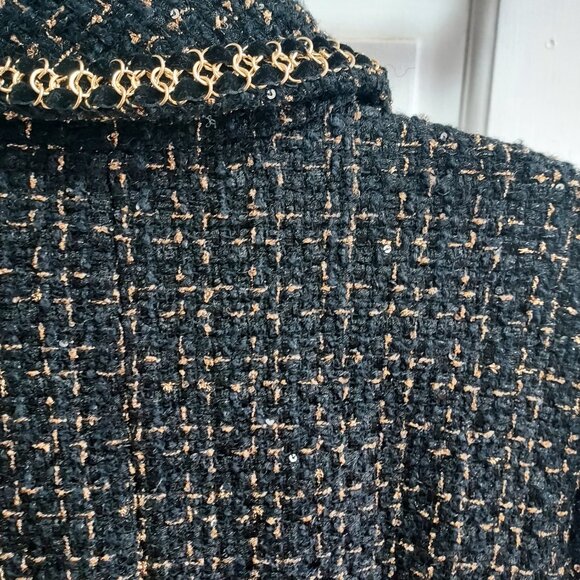 Cinq a Sept Sasha Black Gold Tweed Blazer Mini Dress - Picture 11 of 11